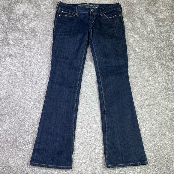 Express Jeans Women’s 26 Blue Bootcut Slim Fit Low Rise Dark Denim - Picture 1 of 13